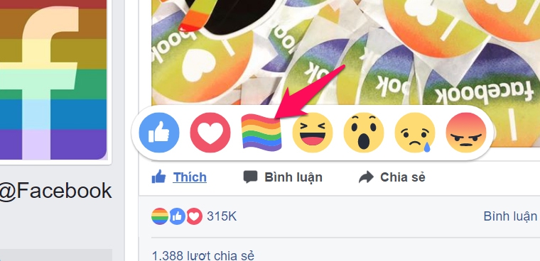 Cách thả icon cầu vồng trên Facebook nhân tháng LGBT