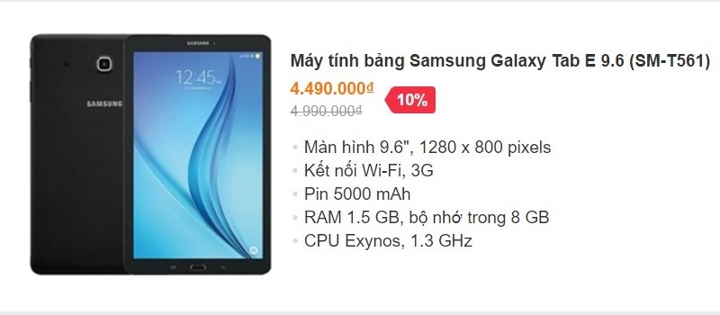 Tablet giảm đến 1 triệu