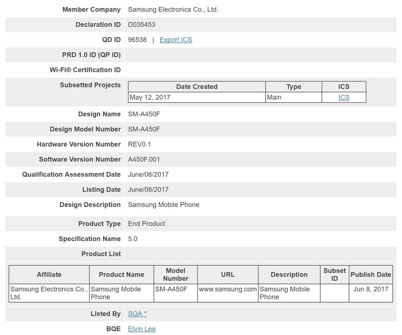 Galaxy A4 2017 xuất hiện: Màn hình AMOLED, RAM 3GB, ROM 32GB
