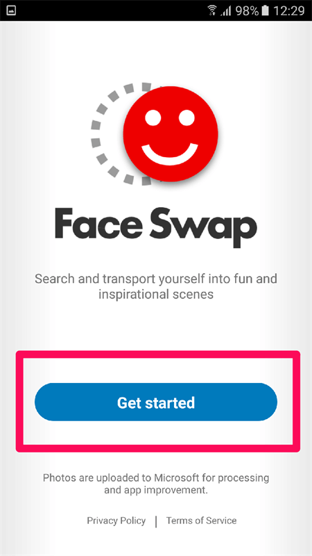 Bấm Get Started để bắt đầu sử dụng Face Swap