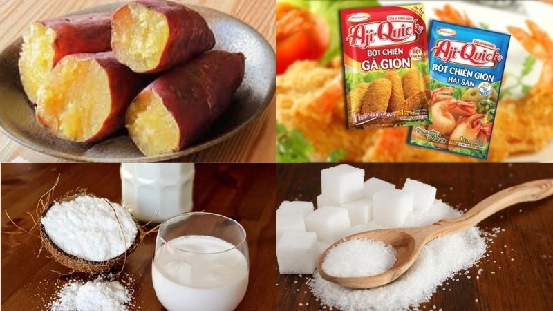 Nguyên liệu làm món bánh khoai lang kén