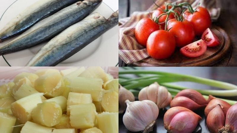 Một số nguyên liệu chính kho cá nục cà chua