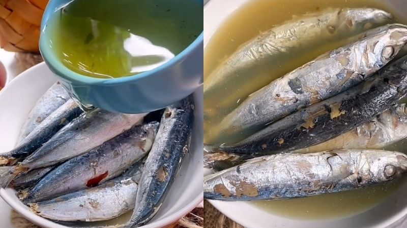 Ngâm cá trong nước trà pha loãng