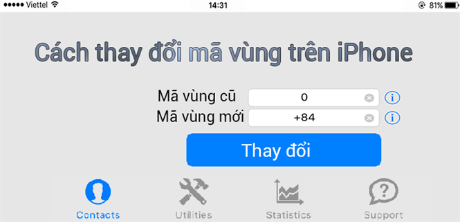 Cách đổi mã vùng số điện thoại hàng loạt trên iPhone