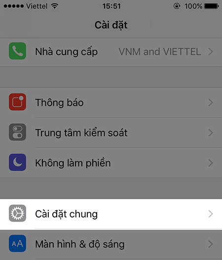 Vào Cài đặt - Cài đặt chung.