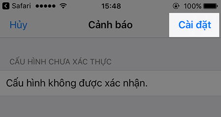 Tiếp tục chọn Cài đặt.