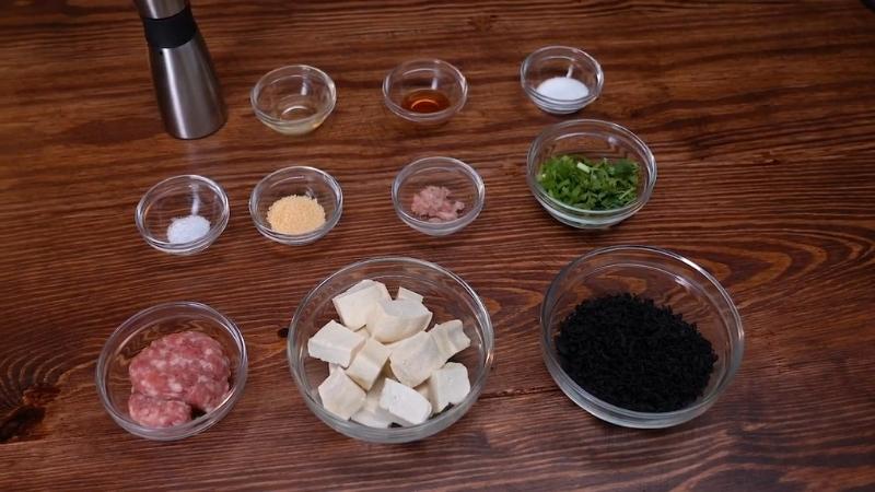 Nguyên liệu nấu canh rong biển thịt bằm đậu hũ