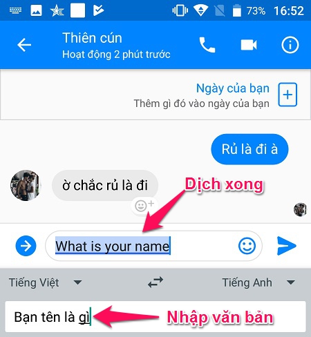 Cách dịch tin nhắn tự động khi nhắn tin với người nước ngoài