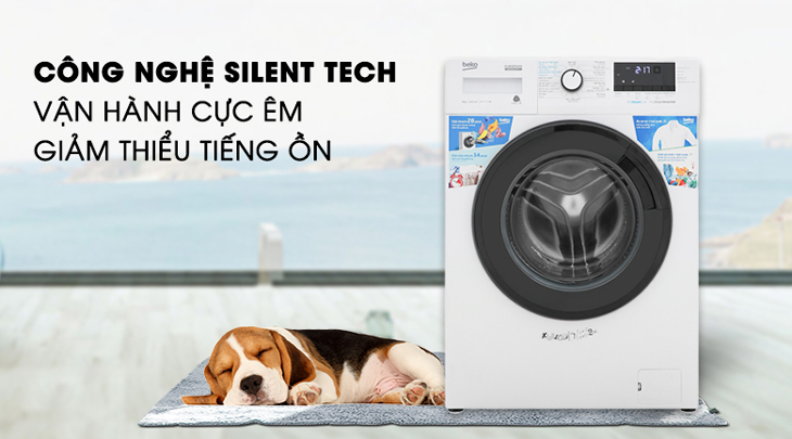 Máy giặt Beko Inverter 9 kg WCV9612XB0ST được trang bị công nghệ Silent Tech giúp máy vận hành êm ái, giảm thiểu tiếng ồn.