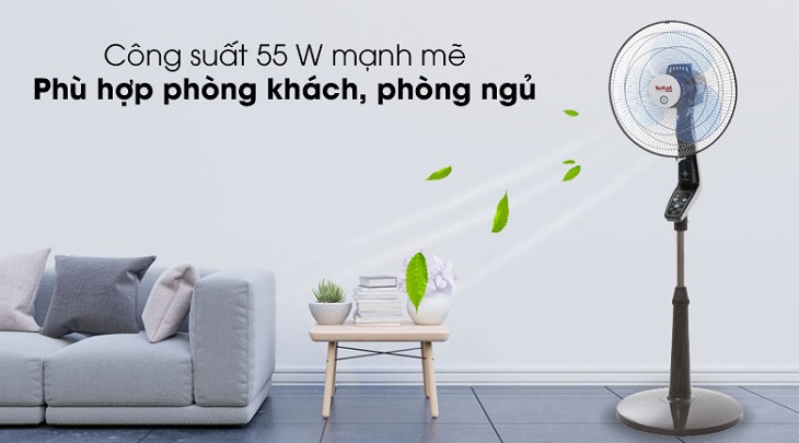 Quạt đứng Tefal VF3650-71 sở hữu công suất mạnh mẽ lên tới 55W