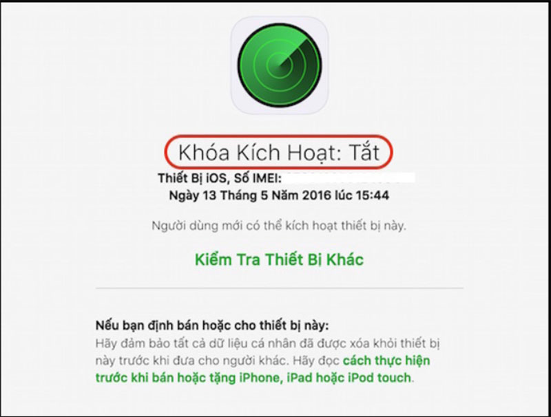 kiểm tra iCloud ẩn bằng IMEI