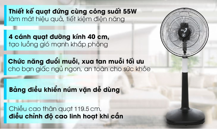 Quạt đứng Asia D16026-DV0 làm mát hiệu quả, sử dụng dễ dàng, an toàn