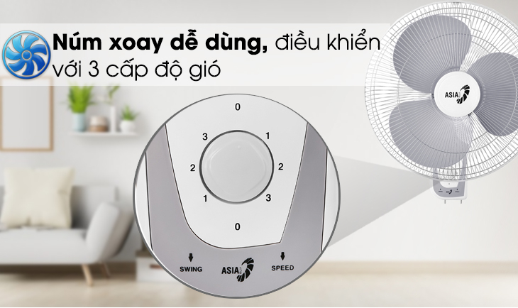 Nút chỉnh tốc độ gió trên thân quạt