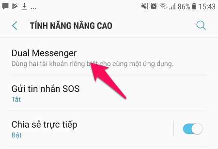 Dual Messenger trên Samsung J7 Pro, dùng cùng lúc 2 tài khoản mạng xã hội