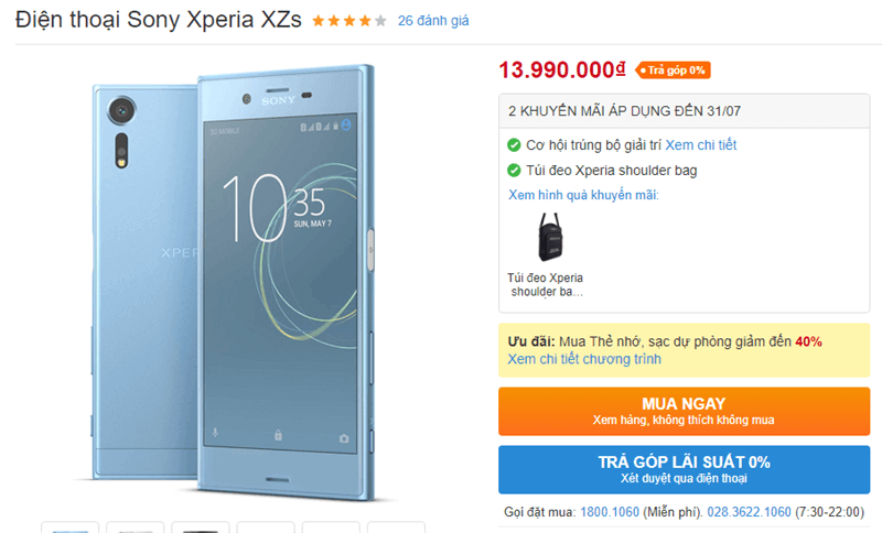 Sony Xperia XZs giảm giá