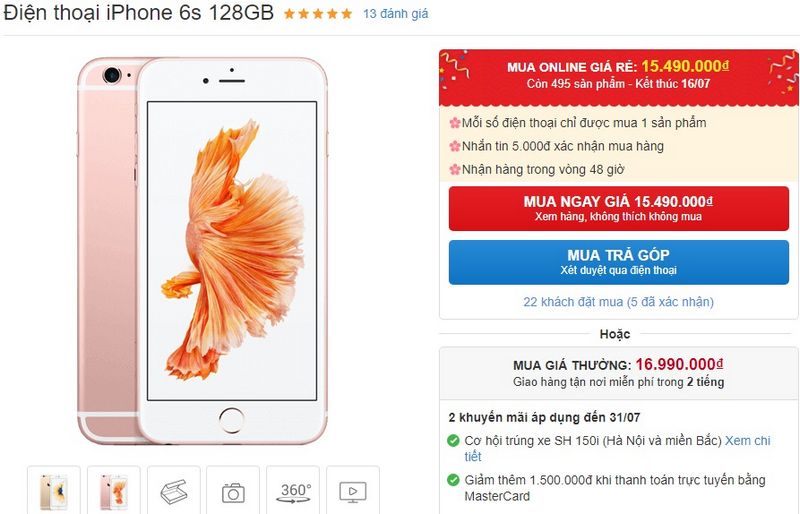 iPhone 6s 128GB giảm giá