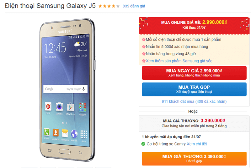 Galaxy J5 màn hình Super AMOLED, pin trâu giảm giá còn dưới 3 triệu - ảnh 1 Galaxy J5 màn hình Super AMOLED, pin trâu giảm giá còn dưới 3 triệu - ảnh 1