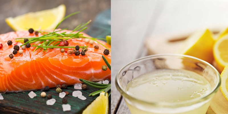 Remove the fishy smell of salmon with lemon juice