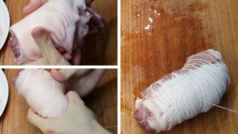 How to tie the pork hock