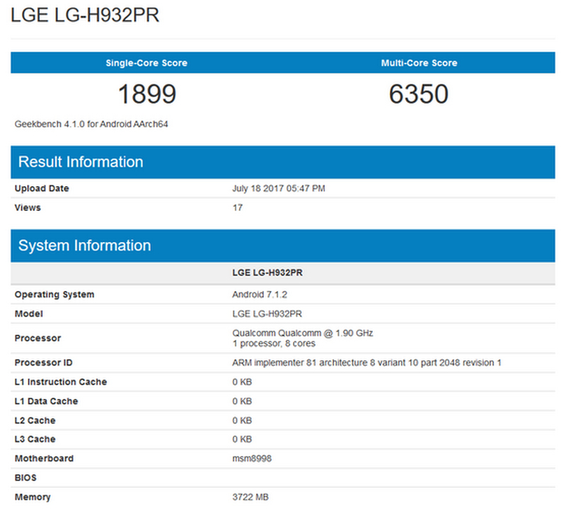 LG V30 trên Geekbench