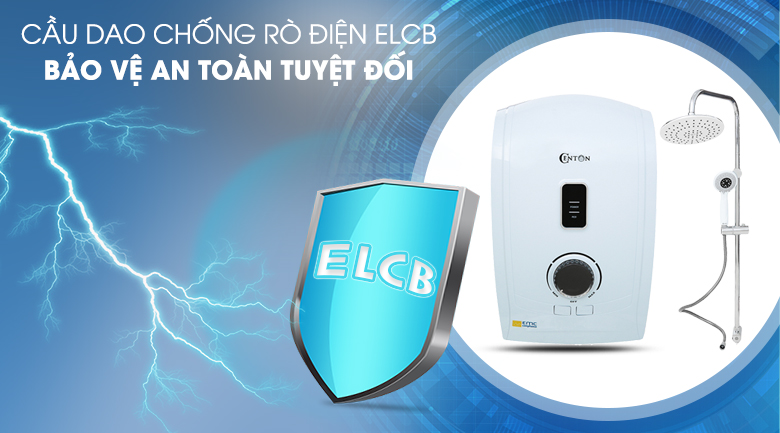 Máy nước nóng Centon của nước nào? Có tốt không? > Máy đã được trang bị cầu dao chống giật ELCB 