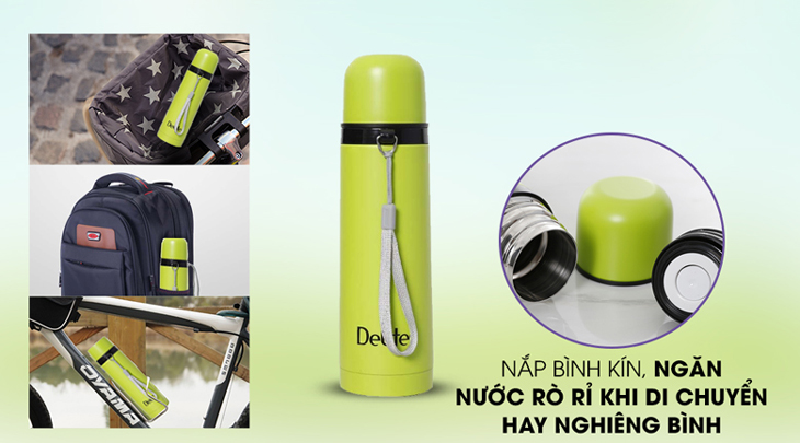 Bình giữ nhiệt inox 500 ml Delites BKB-011-050 có cấu tạo nắp khít, giúp bạn yên tâm đem bình theo bên mình đi học, đi làm.
