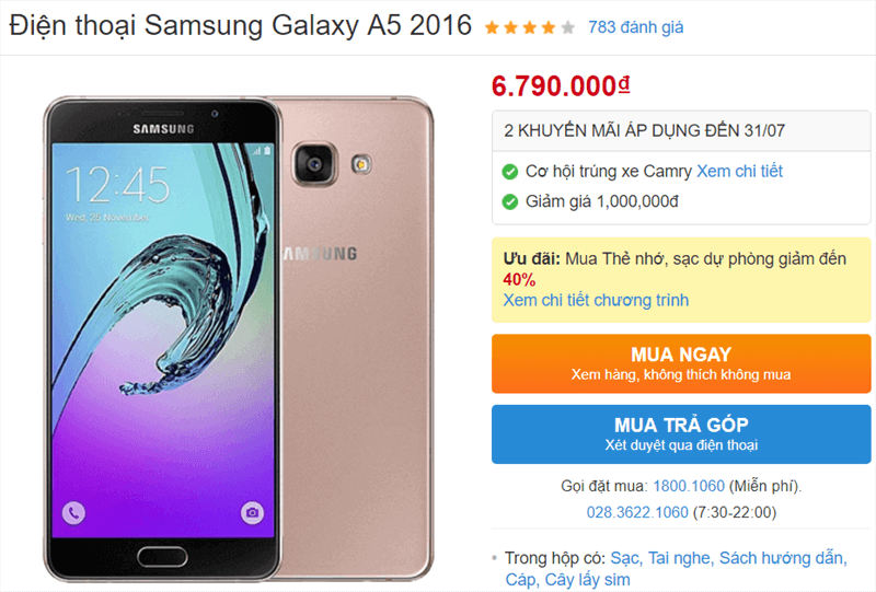 Galaxy A5 2016 Galaxy A5 2016 giảm giá