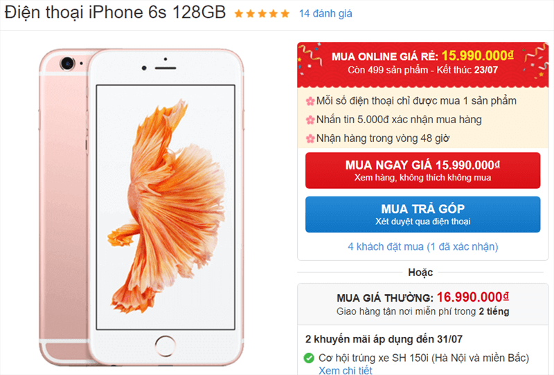iPhone 6s 128GB giảm giá