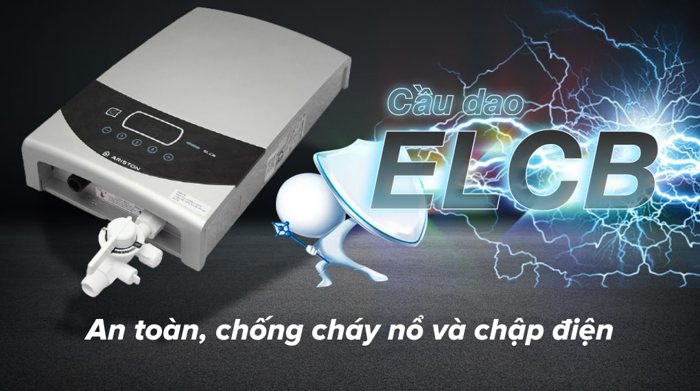 Máy nước nóng ngăn chặn mối nguy rò rỉ điện với cầu dao chống rò điện ELCB