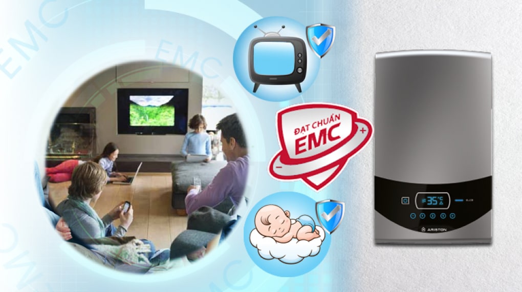 Máy nước nóng Ariston trang bị tương thích điện từ EMC giúp không bị nhiễu sóng bởi các thiết bị điện tử