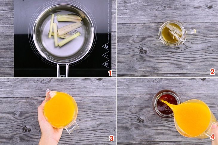 Cách làm trà đào cam sả đơn giản