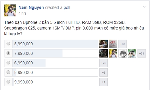 Khảo sát người dùng Bphone 2 bán giá bao nhiêu là hợp lý? Khảo sát người dùng Bphone 2 bán giá bao nhiêu là hợp lý?