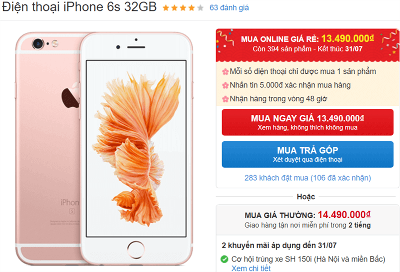 iPhone 6s 32GB giảm giá iPhone 6s 32GB giảm giá