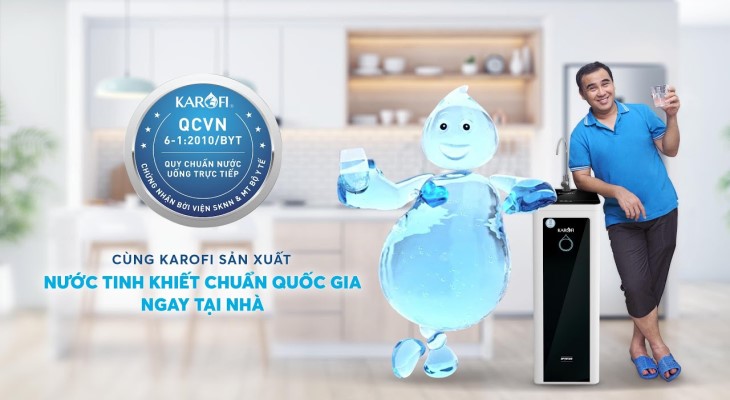 Nước sau lọc của Karofi đạt chuẩn quốc gia nước uống tinh khiết QCVN 6-1:2010 BYT