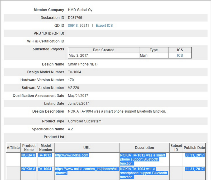 Nokia 8 trên GFXBench