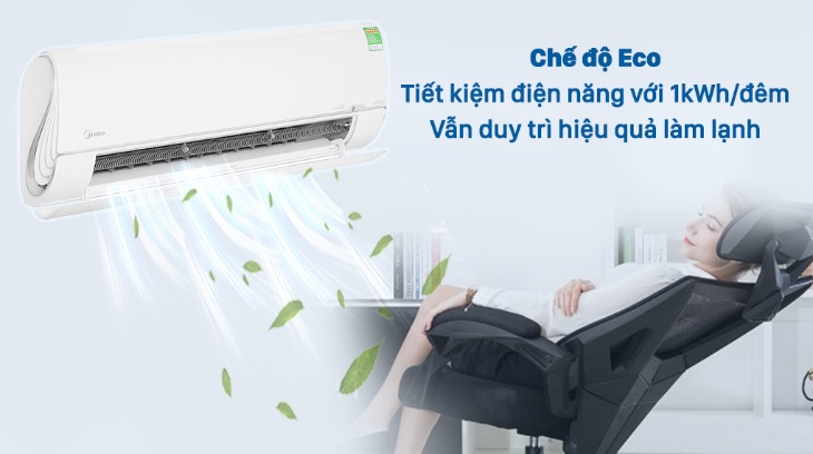 Máy lạnh 2 chiều Midea inverter 1 HP MSMTII-10HRFN8 tiết kiệm điện năng với chế độ Eco