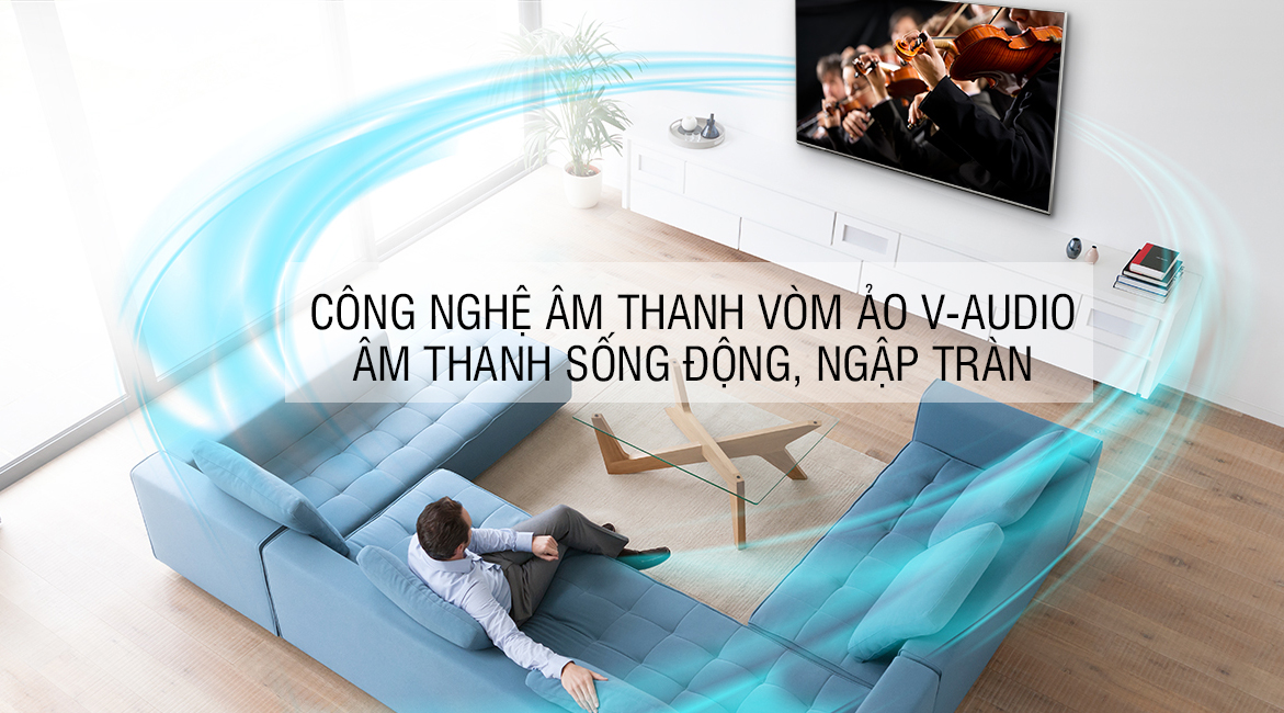 Đánh giá chi tiết dòng tivi Panasonic EX600V > Công nghệ âm thanh vòm ảo V-Audio