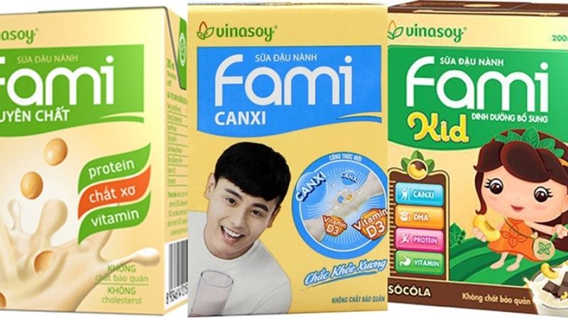 Sữa đậu nành Fami nguyên chất, Fami Canxi và Fami Kid
