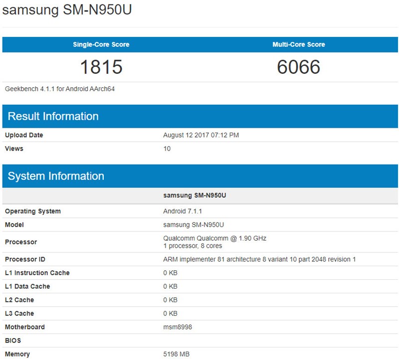 Sau Galaxy Note 8 chip Exynos 8895, đến lượt model chip Snapdragon 835 lộ điểm số sức mạnh Sau Galaxy Note 8 chip Exynos 8895, đến lượt model chip Snapdragon 835 lộ điểm số sức mạnh