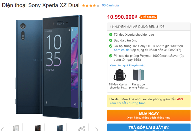 Sony Xperia XZ Dual quà tặng