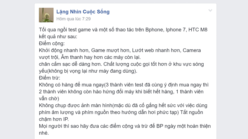 Đánh giá của người dùng về Bphone 2017