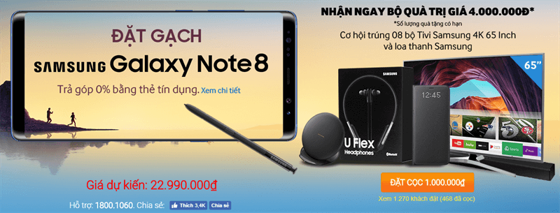 Mới cho đặt gạch khuya hôm qua, tới sáng nay hơn ngàn người đã đặt mua Note 8 Mới cho đặt gạch khuya hôm qua, tới sáng nay hơn ngàn người đã đặt mua Note 8