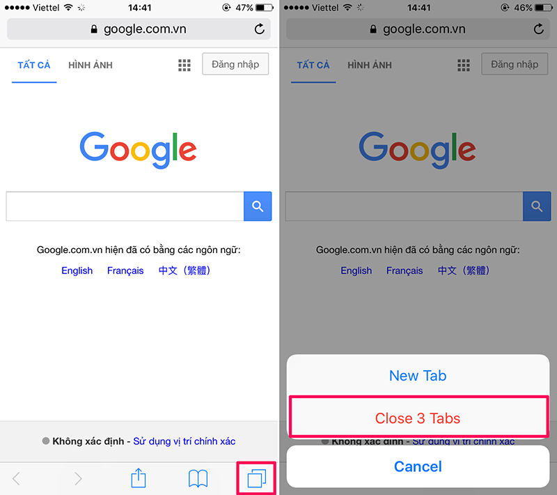 Đóng đồng loạt các tab cùng một lúc trên Safari Đóng đồng loạt các tab cùng một lúc trên Safari