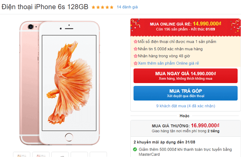 iPhone 6s 128GB giảm giá