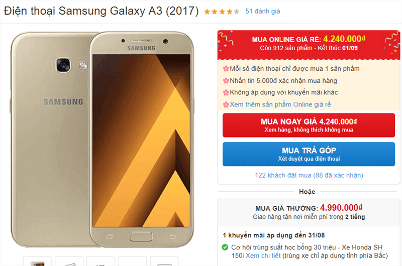 Galaxy A3 (2017) giảm giá Galaxy A3 (2017) giảm giá