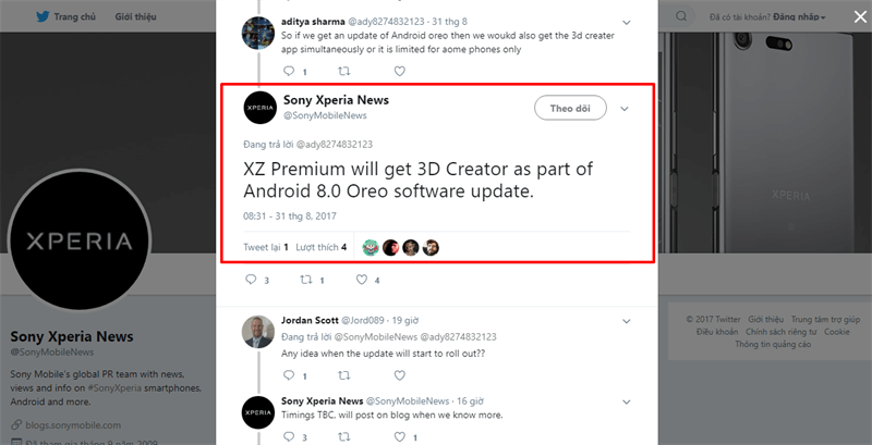 Xperia XZ Premium cập nhật 3D Creator