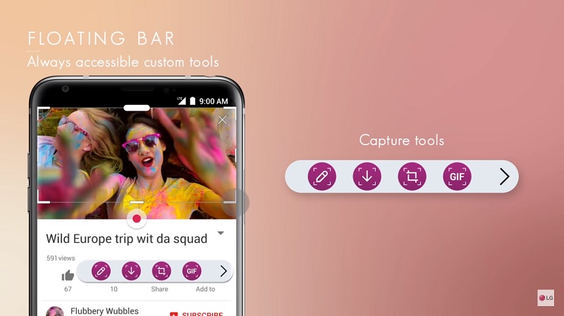 Thanh công cụ nổi trên LG V30