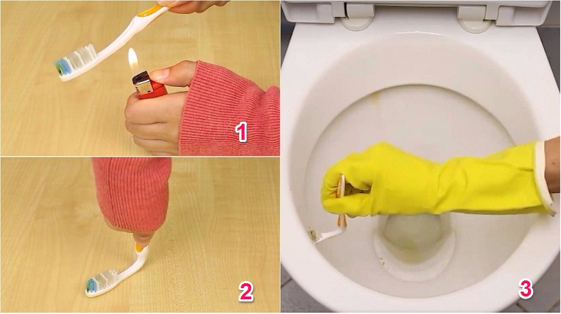 Tận dụng bàn chải đánh răng cũ để tẩy bồn cầu Tận dụng bàn chải đánh răng cũ để tẩy bồn cầu