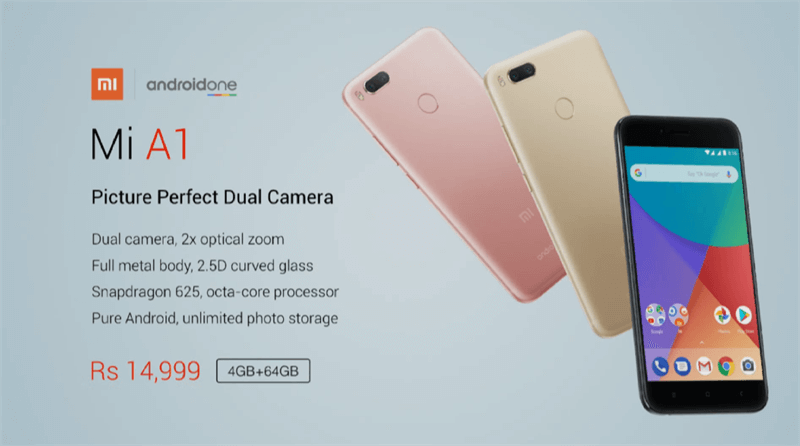 Xiaomi Mi A1 có giá 14 999 RS (khoảng 5,3 triệu đồng)