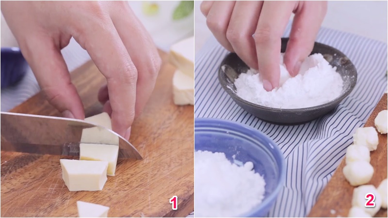 Chuẩn bị thạch phô mai viên Chuẩn bị thạch phô mai viên